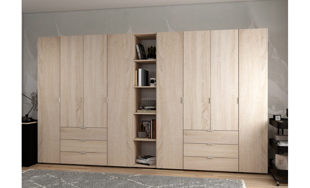Kleiderschrank Doros Gelar Sonoma Eiche 4+4 Türen mit offenem Regal 348,2x49,5x203,4 (42005053)