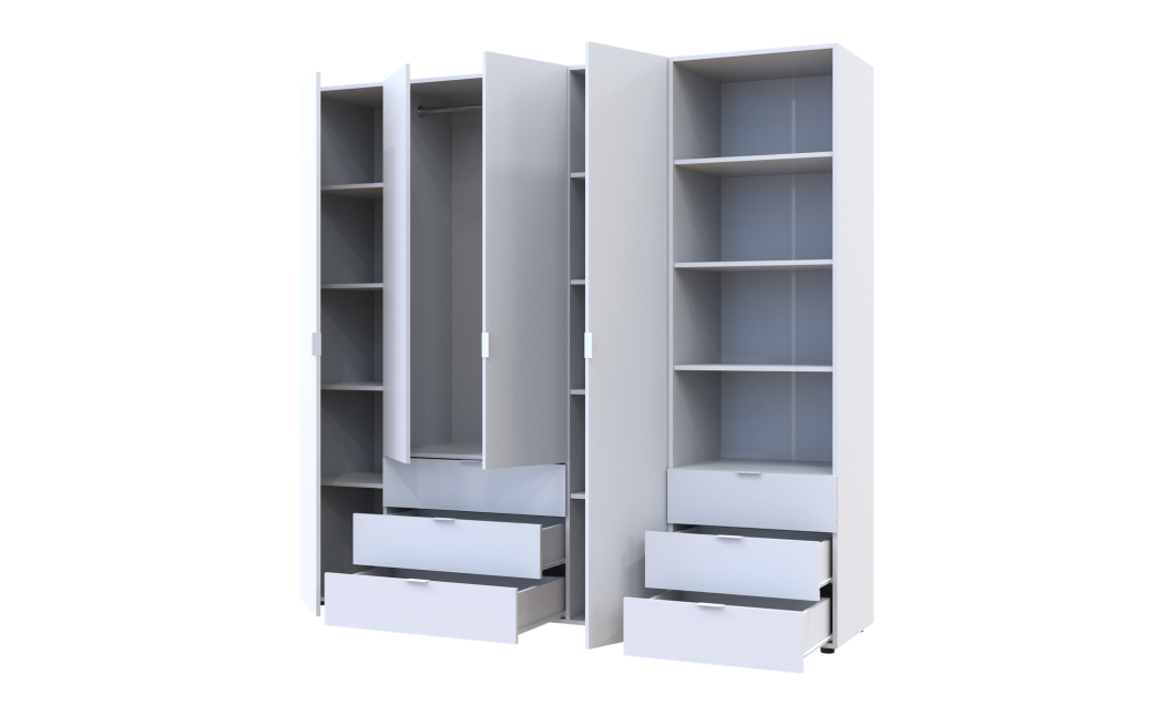 Kleiderschrank Doros Gelar Weiß 4 Türen Säulenschrank 215x49,5x203,4 (42005164)