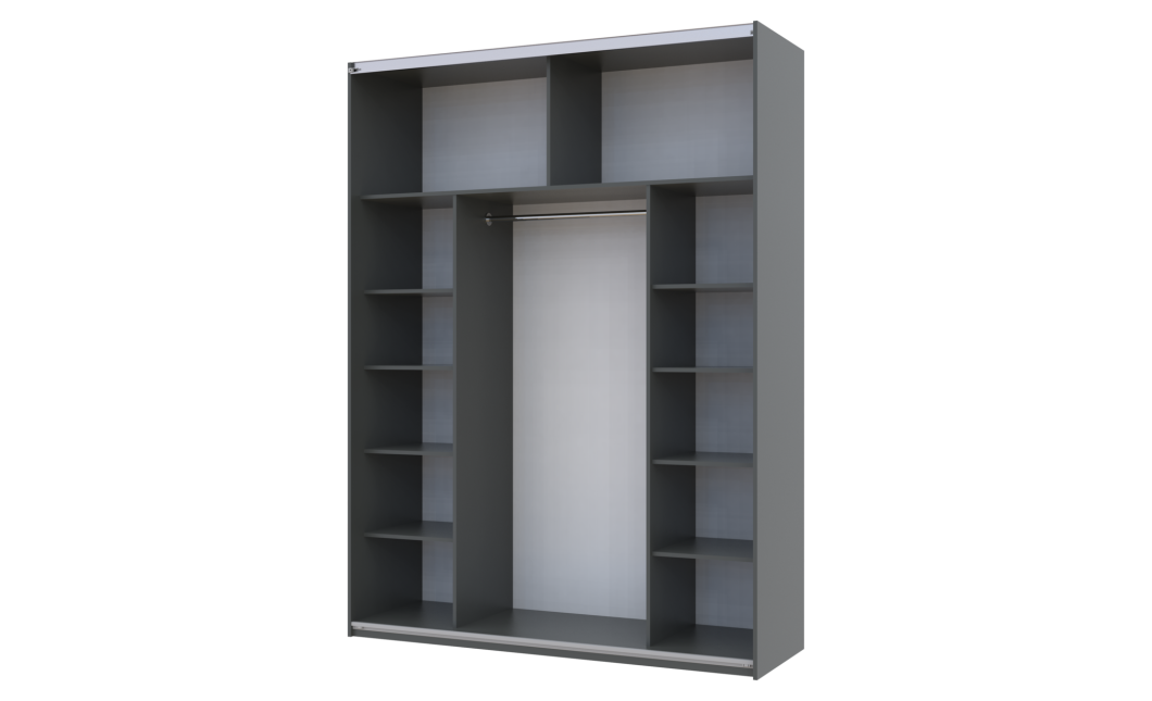 Kleiderschrank Doros G-Caiser Schiebetüren Graphitgrau Schwarz mit Spiegel 180x60x240 (42005091)