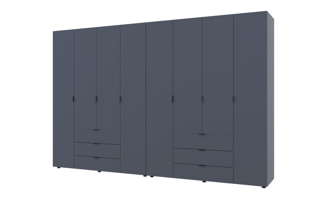 Kleiderschrank Doros Gelar Set mit Drehtüren Graphitgrau 4+4 Türen 310x49,5x203,4 (42002130)
