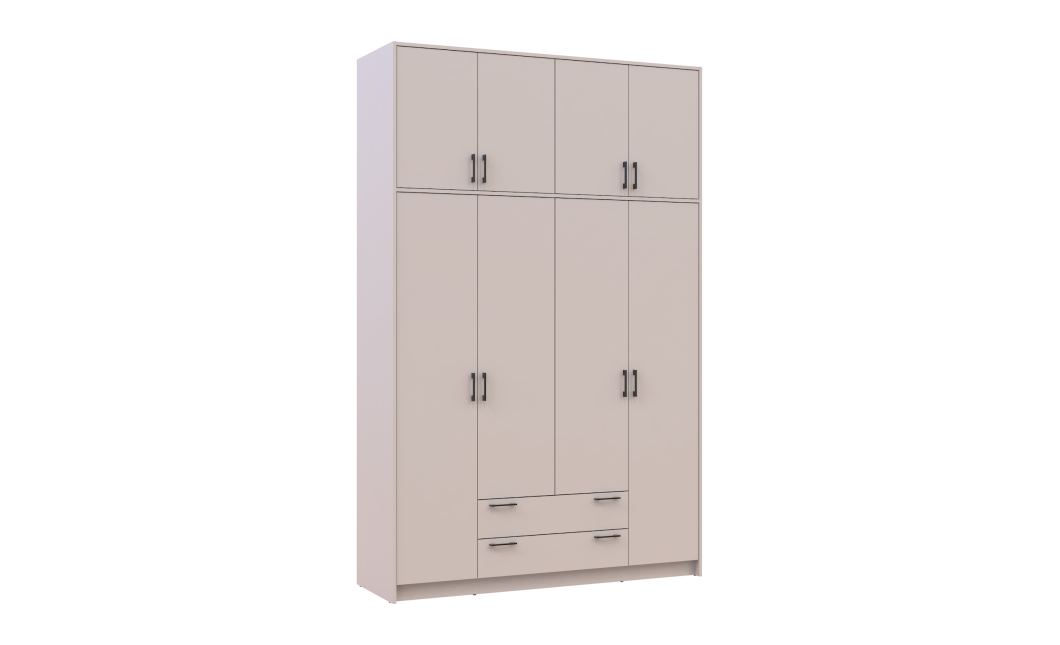 Kleiderschrank Doros Rondi mit Drehtüren mit Oberschrank Kaschmir 4 Türen 160x52x260 (80738488)