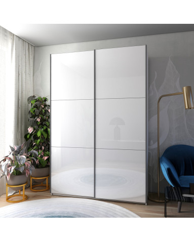 Kleiderschrank Doros G-Caiser Schiebetüren Weiß mit Glas 180x60x240 (42005017)