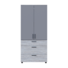 Kleiderschrank Doros Thorn Natti Kiefer/Grau 2 Türen 3 Schubladen Kleiderstange 90x51,6x200 (44900465)