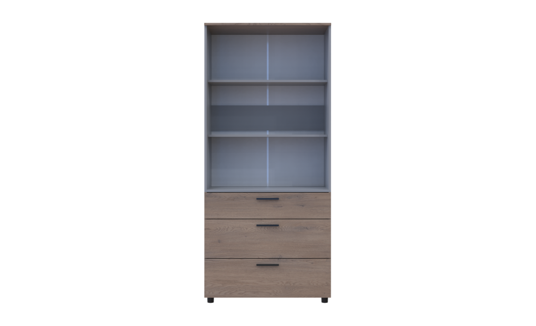 Kleiderschrank Doros Thorn Cremona Cannolo/Grau 2 Türen 3 Schubladen Kleiderstange 90x51,6x200 (44900457)