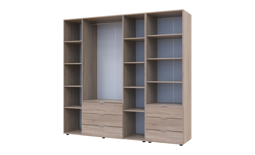 Kleiderschrank Doros Gelar Sonoma Eiche 4 Türen Säulenschrank 215x49,5x203,4 (42005182)