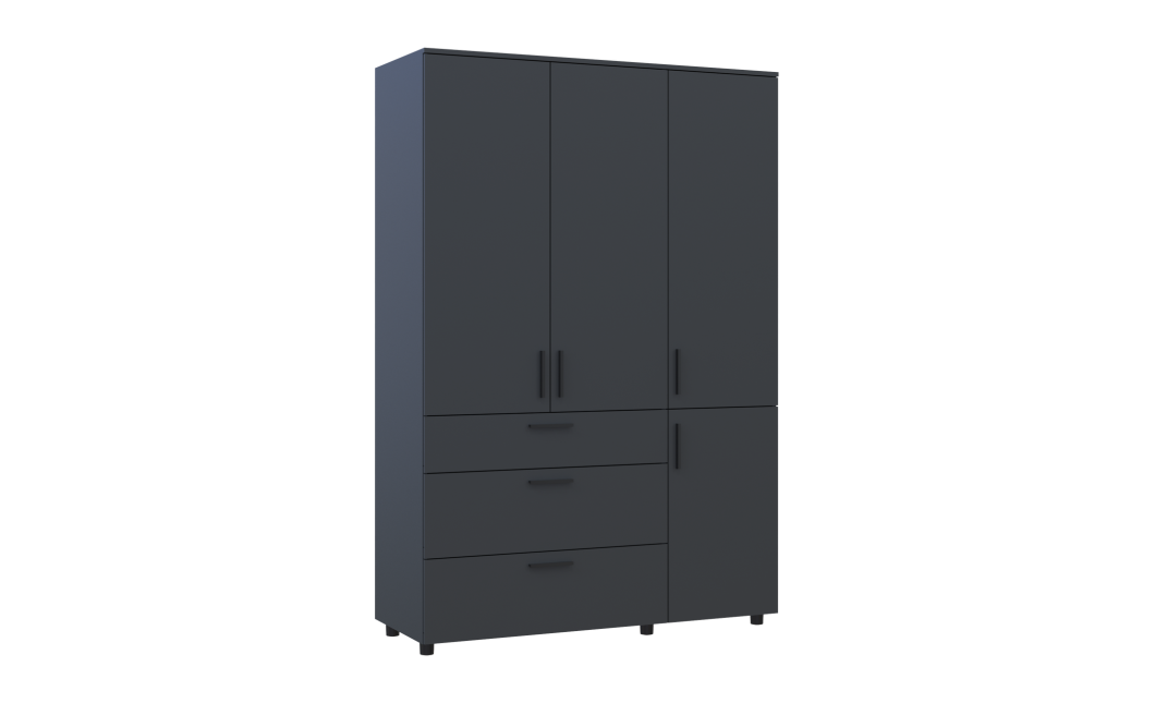 Kleiderschrank Doros Thorn Anthrazit 3 Türen 3 Schubladen Böden 135x51,6x200 (44900494)
