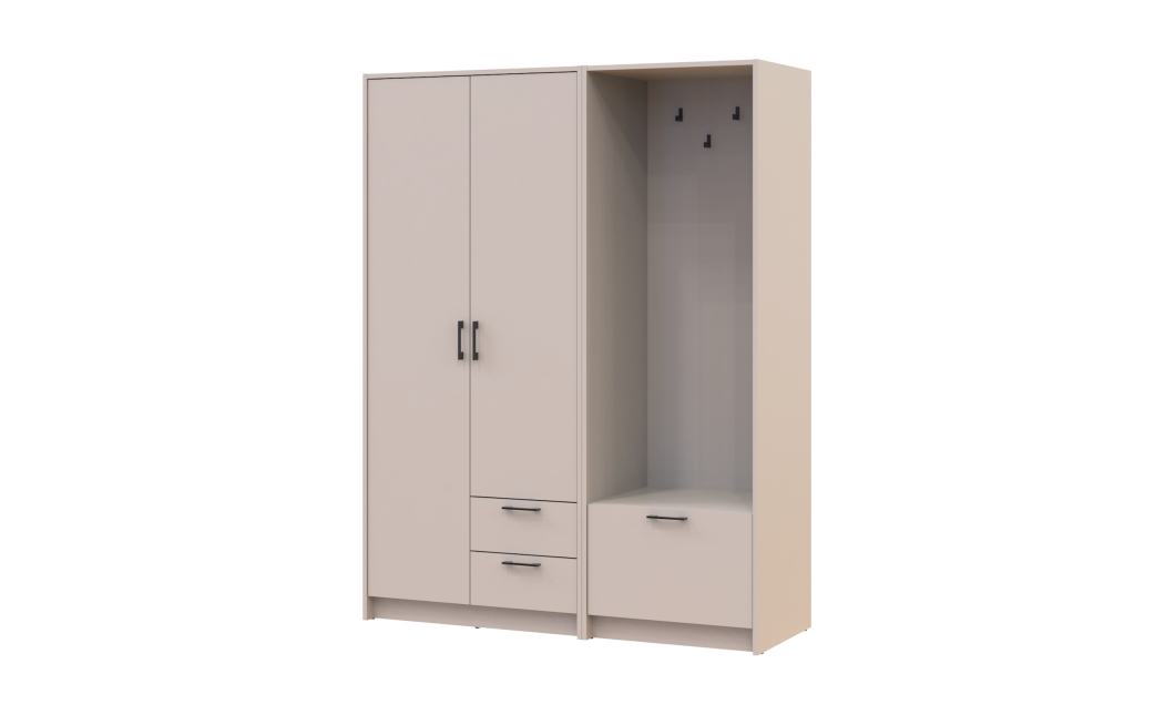 Drehtürenschrank Doros Rondi mit Kleiderstange Kaschmir 3 Türen 181x52x195 (42005392)