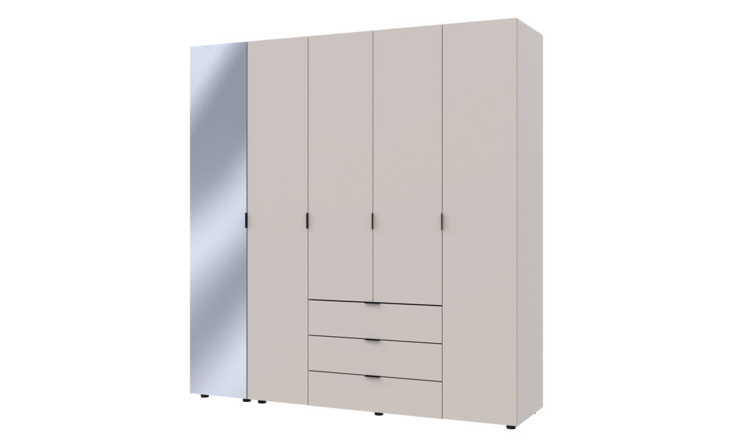 Kleiderschrank Doros Gelar Kaschmir 4 Türen mit Spiegel 194x49,5x203,4 (80737659)
