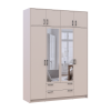 Kleiderschrank Doros Rondi mit Drehtüren mit Oberschrank und Spiegel Kaschmir 4 Türen 160x52x236 (80738480)