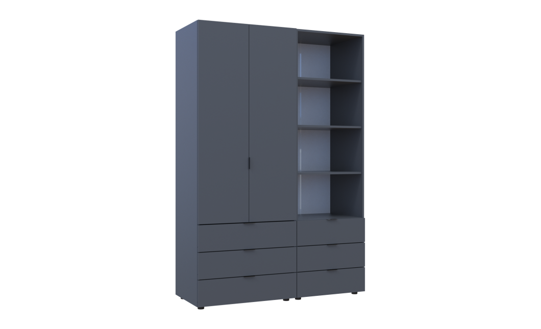 Kleiderschrank Doros Gelar Graphitgrau 2 Türen Säulenschrank 137,5x49,5x203,4 (42005168)