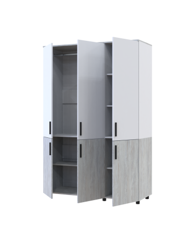 Kleiderschrank Doros Thorn Natti Kiefer/Weiß 3 Türen Kleiderstange 135x51,6x200 (44900507)