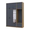 Kleiderschrank Doros Rondi mit Kleiderstange, Spiegel und hohem Oberschrank Artisan Eiche/Graphitgrau 3 Türen 181x52x260 (42005291)