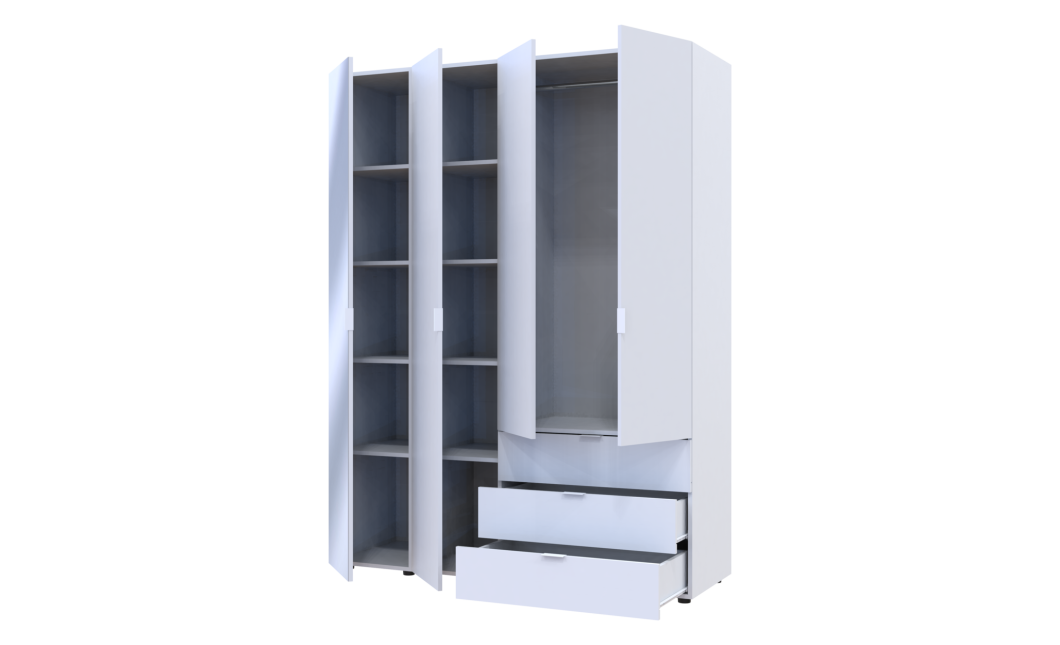Kleiderschrank Doros Gelar Weiß 3 Türen mit Spiegel 155x49,5x203,4 (42002157)