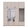 Kleiderschrank Doros Rondi mit Kleiderstange, Spiegel und hohem Oberschrank Kaschmir 4 Türen 220x52x260 (42005408)