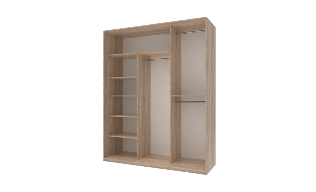Kleiderschrank Doros City Light Schiebetüren Sonoma Eiche mit Spiegel 180x60x225 (44900030)