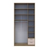 Kleiderschrank Doros Rondi mit Drehtüren mit Oberschrank Artisan Eiche / Kaschmir 3 Türen 121x52x260 (42005193)