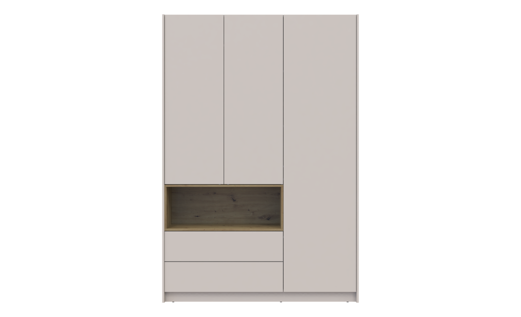 Kleiderschrank Doros Dale Kaschmir/Artisan Eiche 3 Türen 150x52x220 (80737726)