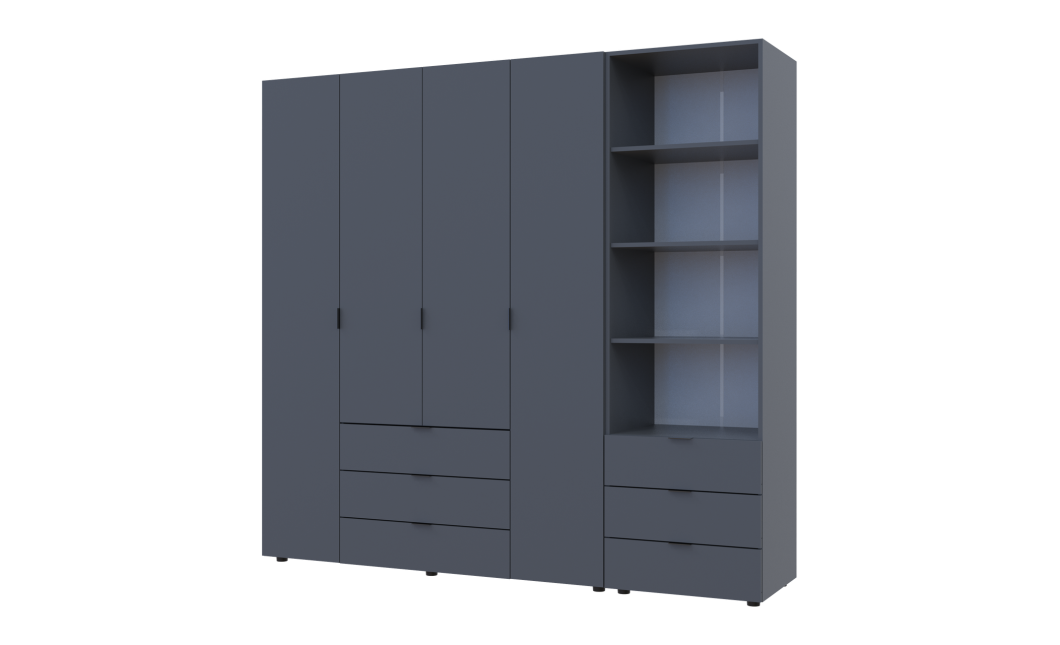 Kleiderschrank Doros Gelar Graphitgrau 4 Türen Säulenschrank 215x49,5x203,4 (42005170)