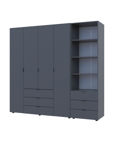 Kleiderschrank Doros Gelar Graphitgrau 4 Türen Säulenschrank 215x49,5x203,4 (42005170)