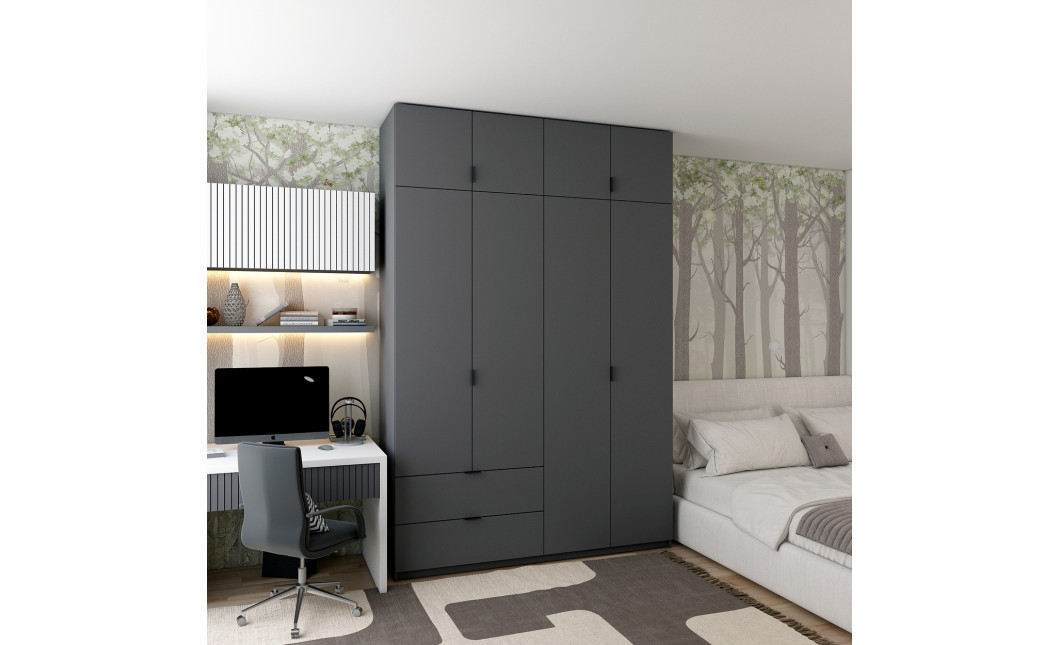 Kleiderschrank Doros Lukas mit Drehtüren Graphitgrau 160x50x240 (80736287)