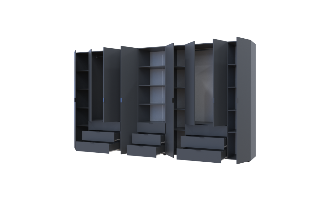 Kleiderschrank Doros Gelar Graphitgrau 4+4 Türen Säulenschrank 370x49,5x203,4 (42005173)