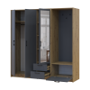 Kleiderschrank Doros Rondi mit Kleiderstange und Spiegel Artisan Eiche/Graphitgrau 3 Türen 181x52x195 (42005283)