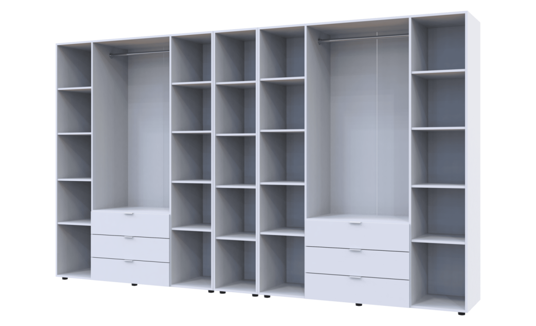 Kleiderschrank Doros Gelar Weiß 4+4 Türen mit offenem Regal 348,2x49,5x203,4 (42005040)