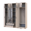Kleiderschrank Doros Rondi mit Kleiderstange, Spiegel und Oberschrank Kaschmir 4 Türen 220x52x236 (42005405)