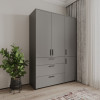 Kleiderschrank Doros Thorn Anthrazit 3 Türen 3 Schubladen Kleiderstange 135x51,6x200 (44900493)