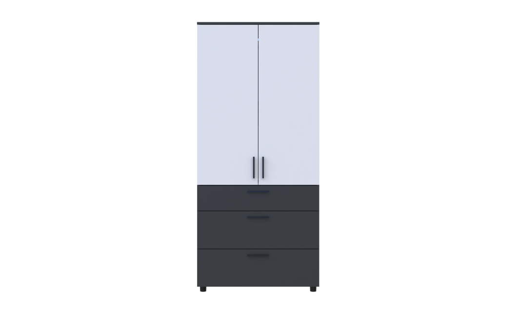 Kleiderschrank Doros Thorn Anthrazit/Weiß 2 Türen 3 Schubladen Kleiderstange 90x51,6x200 (44900469)