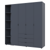 Kleiderschrank Doros Gelar Graphitgrau 4 Türen mit offenem Regal 193,2x49,5x203,4 (42005063)