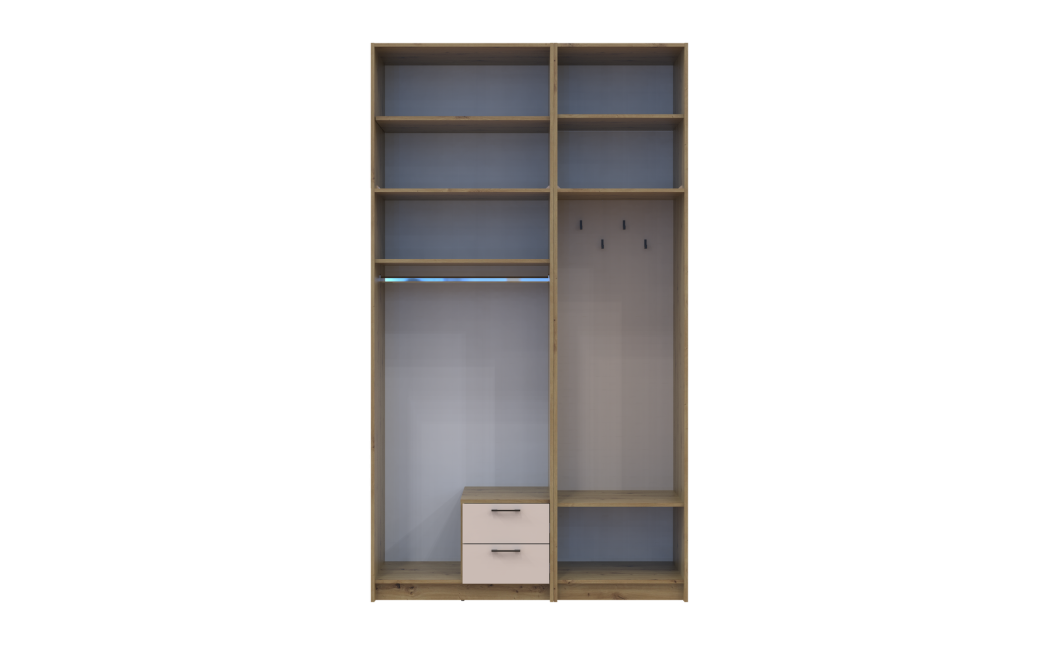 Kleiderschrank Doros Rondi mit Kleiderstange und hohem Oberschrank Artisan Eiche/Kaschmir 2 Türen 142x52x260 (42005276)
