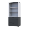 Kleiderschrank Doros Thorn Anthrazit/Weiß 2 Türen 3 Schubladen Böden 90x51,6x200 (44900470)