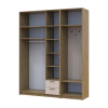 Kleiderschrank Doros Rondi mit Kleiderstange, Spiegel und Oberschrank Artisan Eiche/Kaschmir 3 Türen 181x52x236 (42005286)