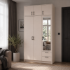 Kleiderschrank Doros Rondi mit Drehtüren mit Oberschrank und Spiegel Kaschmir 3 Türen 121x52x236 (80738475)