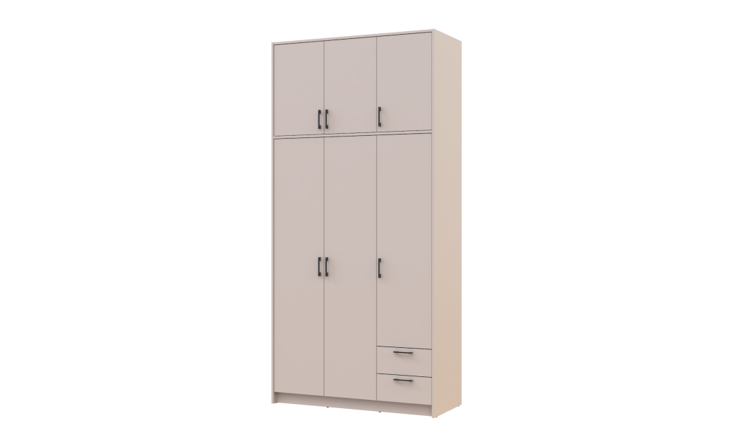 Kleiderschrank Doros Rondi mit Drehtüren mit Oberschrank Kaschmir 3 Türen 121x52x260 (80738485)