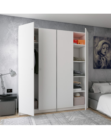 Kleiderschrank Doros Promo Set mit Böden Weiß 2+2 Türen 180x48x204 (44900288)