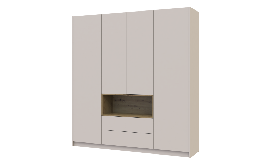 Kleiderschrank Doros Dale Kaschmir/Artisan Eiche 4 Türen 206x52x220 (80737727)