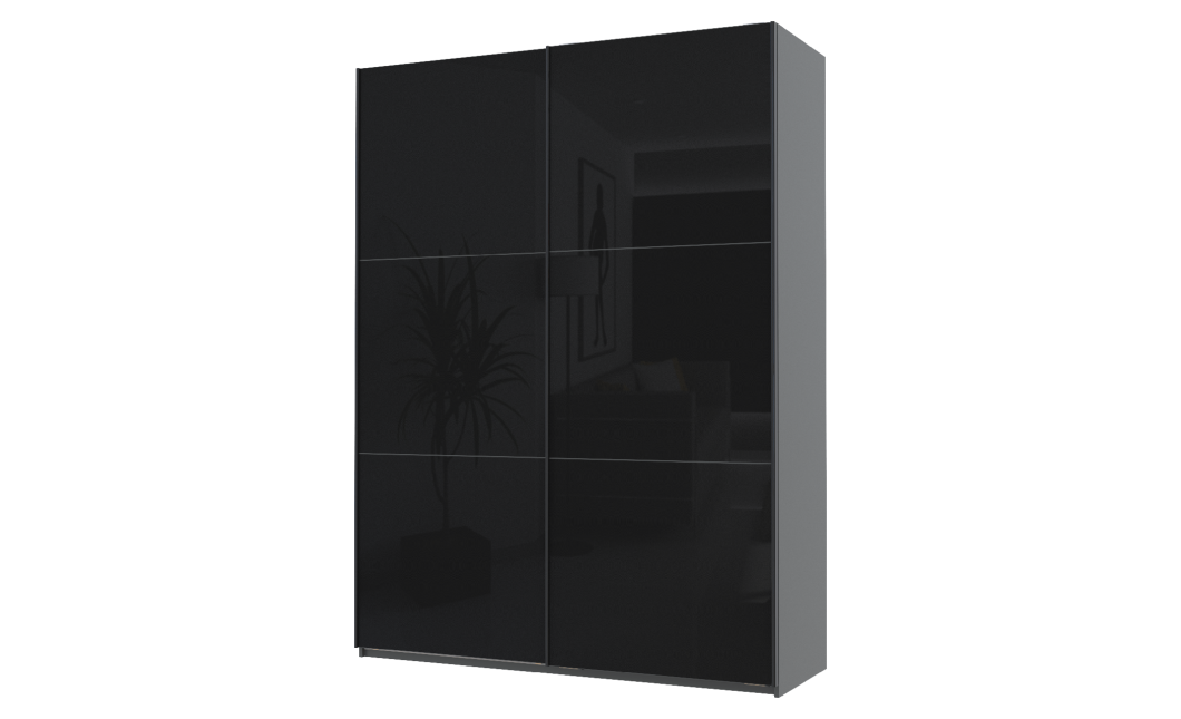 Kleiderschrank Doros G-Caiser Schiebetüren Graphitgrau mit Glas 180x60x240 (42005016)