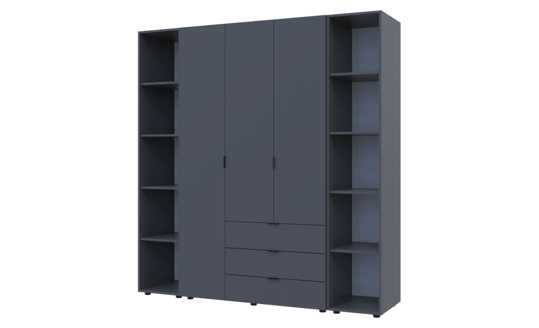 Kleiderschrank Doros Gelar Graphitgrau 3 Türen mit 2 offenen Regalböden 192,6x49,5x203,4 (42005060)