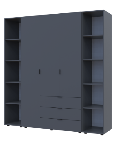 Kleiderschrank Doros Gelar Graphitgrau 3 Türen mit 2 offenen Regalböden 192,6x49,5x203,4 (42005060)