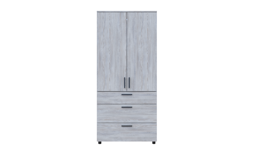 Kleiderschrank Doros Thorn Natti Kiefer 2 Türen 3 Schubladen Kleiderstange 90x51,6x200 (44900433)
