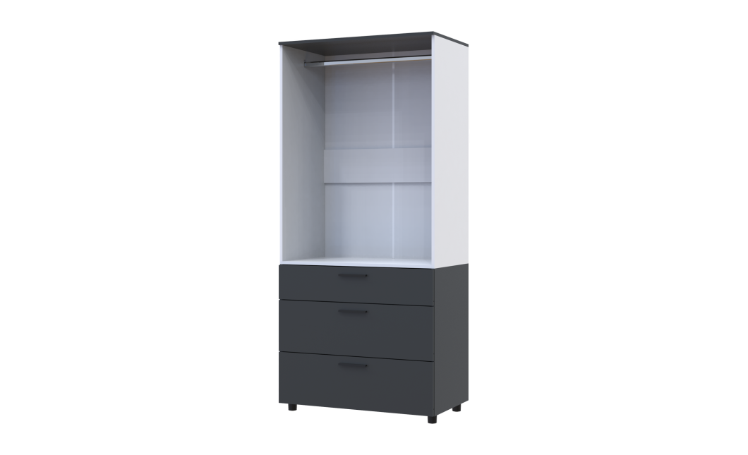 Kleiderschrank Doros Thorn Anthrazit/Weiß 2 Türen 3 Schubladen Kleiderstange 90x51,6x200 (44900469)