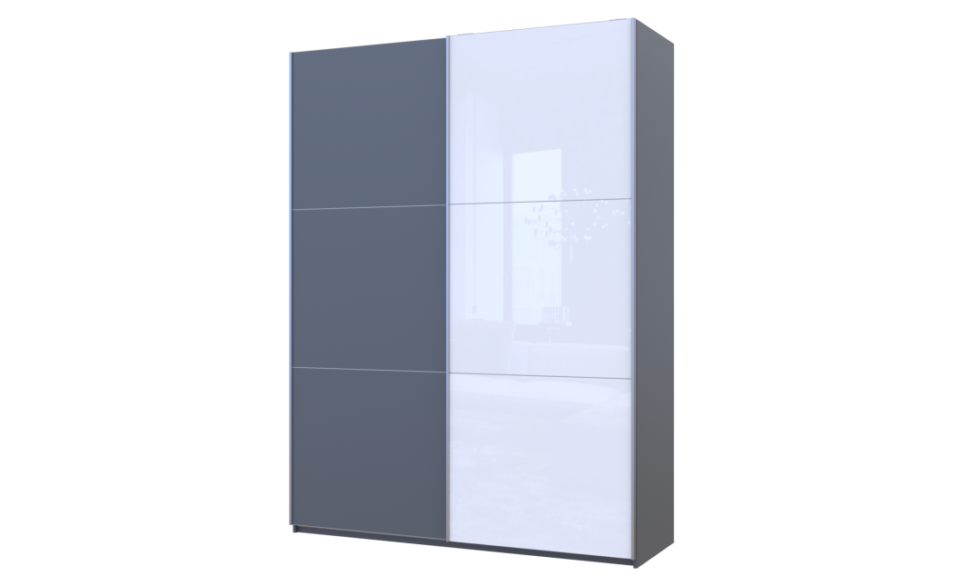 Kleiderschrank Doros G-Caiser Schiebetüren Graphitgrau mit Spiegel 180x60x240 (42005090)