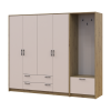 Drehtürenschrank Doros Rondi mit Kleiderstange Artisan Eiche/Kaschmir 4 Türen 220x52x195 (42005292)