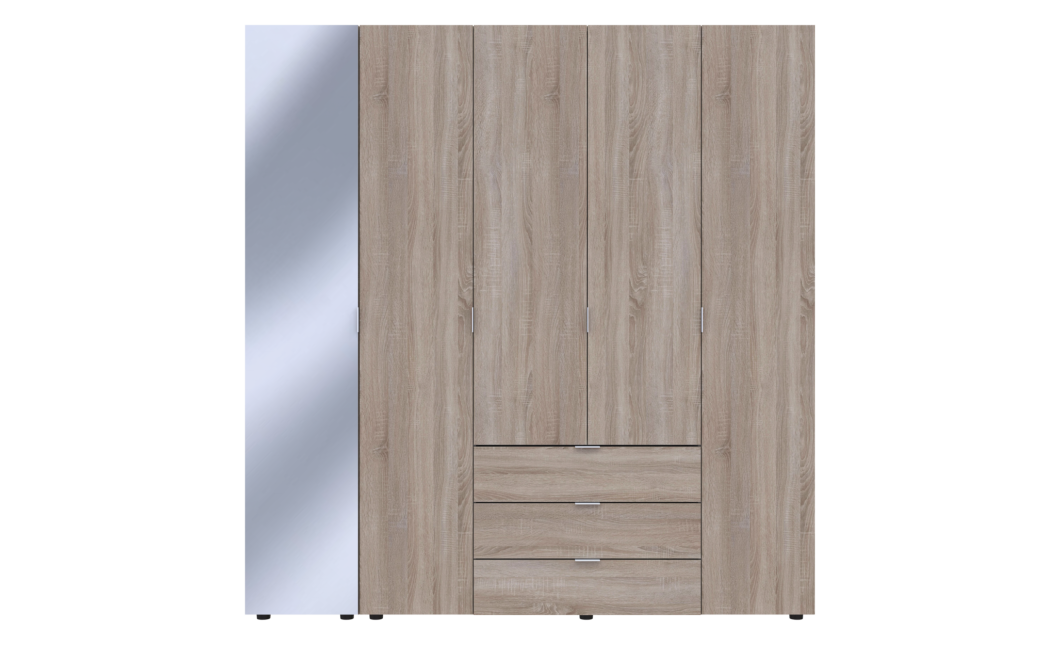 Drehtürenschrank Doros Gelar Sonoma Eiche 4 Türen mit Spiegel 194x49,5x203,4 (42002162)