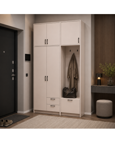 Kleiderschrank Doros Rondi mit Kleiderstange und hohem Oberschrank Kaschmir 2 Türen 142x52x260 (42005397)