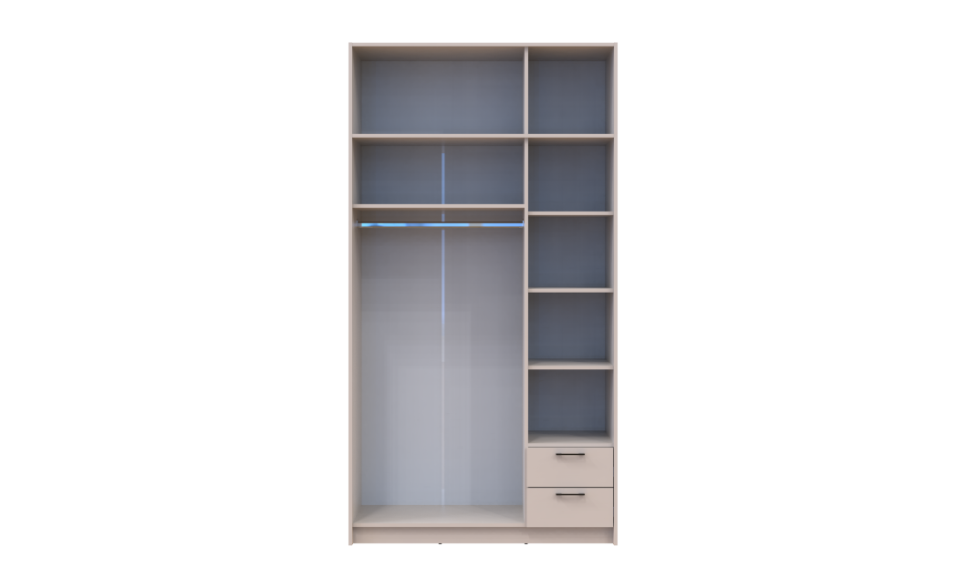 Kleiderschrank Doros Rondi mit Drehtüren mit Oberschrank Kaschmir 3 Türen 121x52x236 (80738474)