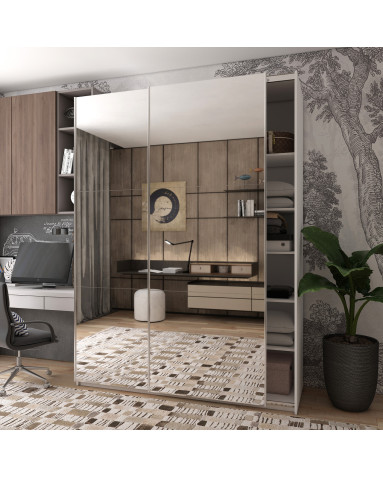 Kleiderschrank Doros G-Caiser Schiebetüren Weiß mit Spiegel 180x60x240 (42005019)