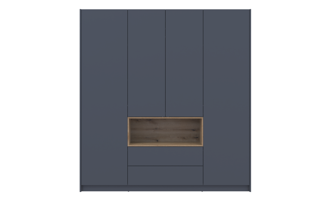 Kleiderschrank Doros Dale Anthrazit/Ewok Eiche 4 Türen 206x52x220 (44900527)